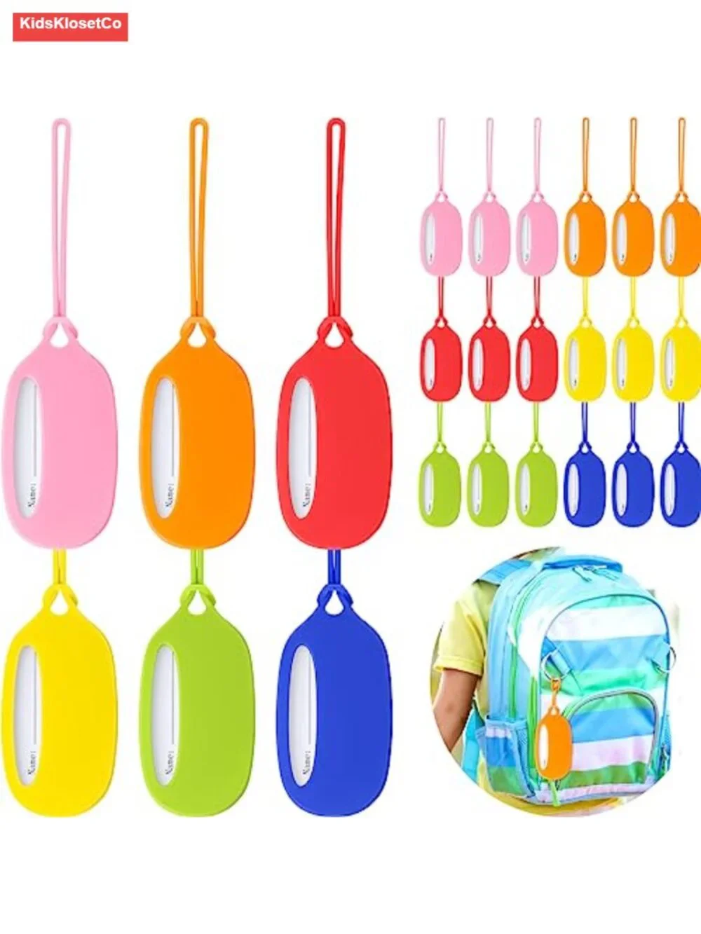 24 Pack Silicone Luggage Tags with ID Cards for Suitcases Backpacks